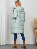 Long Sleeve Longline Hooded Winter Coat - Whispering Desires Shoppe