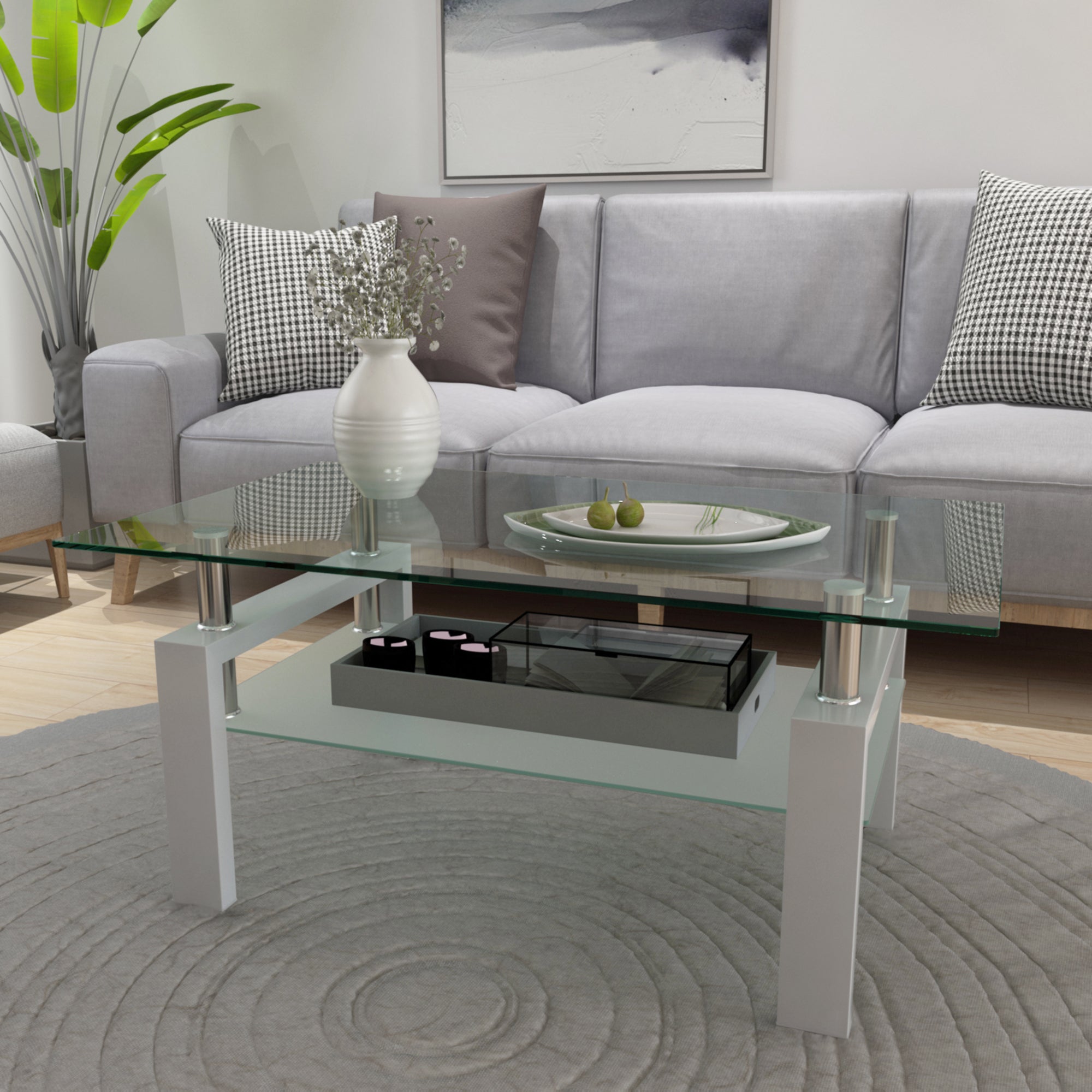White Coffee Table Clear Coffee Table Modern Side Center Tables for Living Room Living Room Furniture eprolo