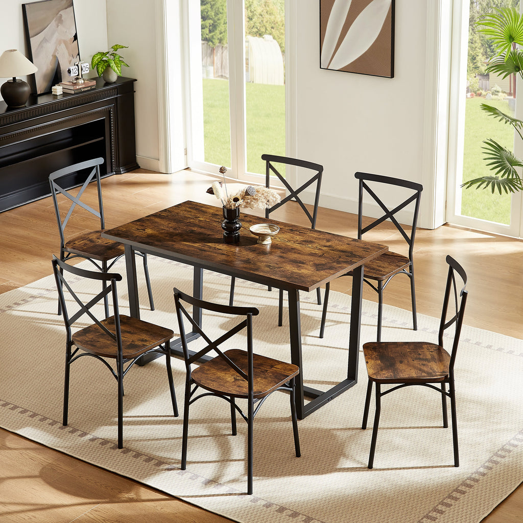 7 Pieces Dining Set 7-Piece Kitchen Table Set Perfect for Kitchen Breakfast Nook Living Room Occasions eprolo