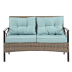 Patio Furniture, Outdoor Furniture, Seasonal PE Wicker Furniture, Four Set Wicker Furniture With Black Metal Table eprolo