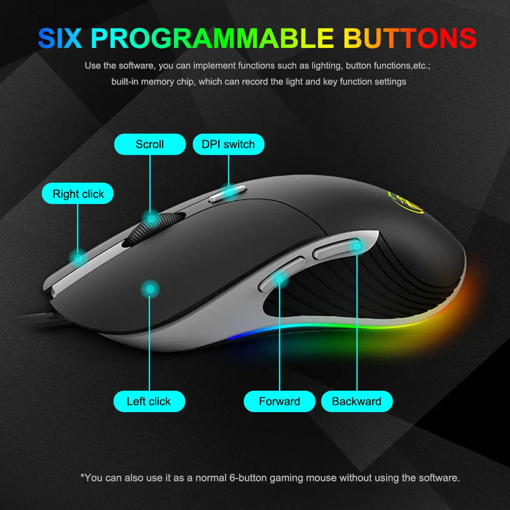 LED Gaming Mouse 6400 DPI USB Ergonomic Mause - Whispering Desires Shoppe
