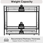 Twin bunk bed frame with trailer, metal bunk bed with sturdy guardrail and side ladder, can be divided into two beds, black eprolo