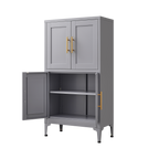 Grey metal kitchen storage cabinet, kitchen pantry storage cabinet with door and shelf, adjustable leveling feet eprolo