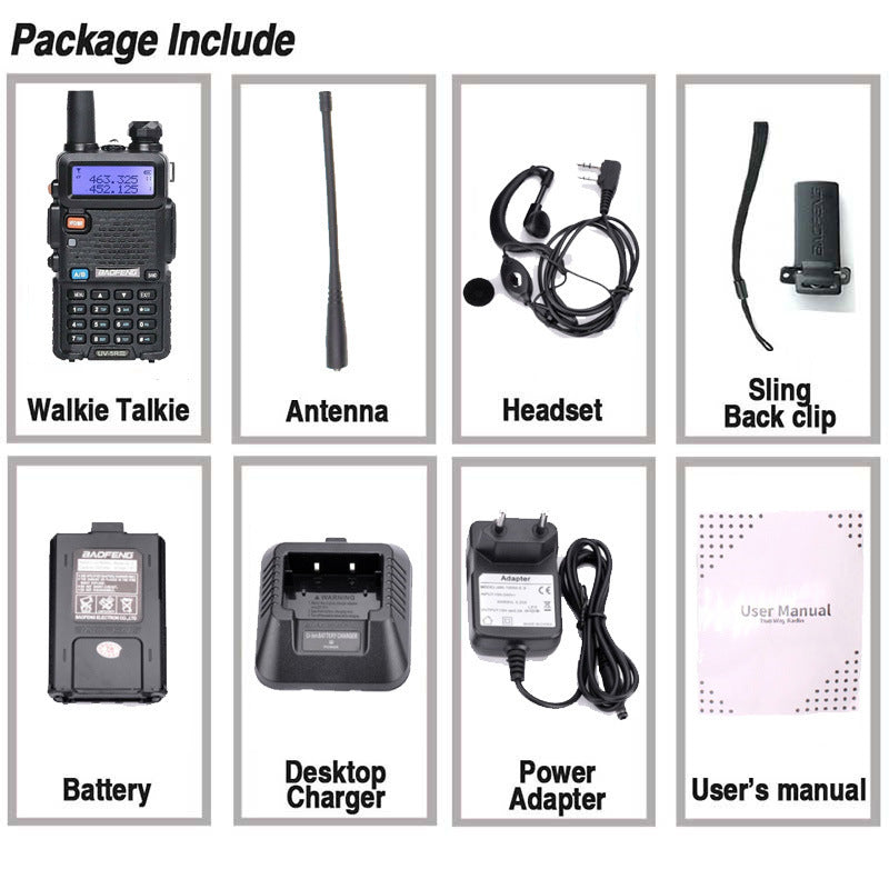 Baofeng Uv-5R Three Segment Walkie Talkie Vhf 220-226Mhz Uhf Frequency Dual Antenna Walkie Talkie Civil Handpiece - Whispering Desires Shoppe