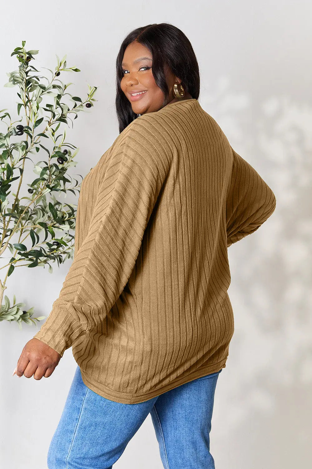 Basic Bae Ribbed Cocoon Cardigan (Full-Size) - Whispering Desires Shoppe