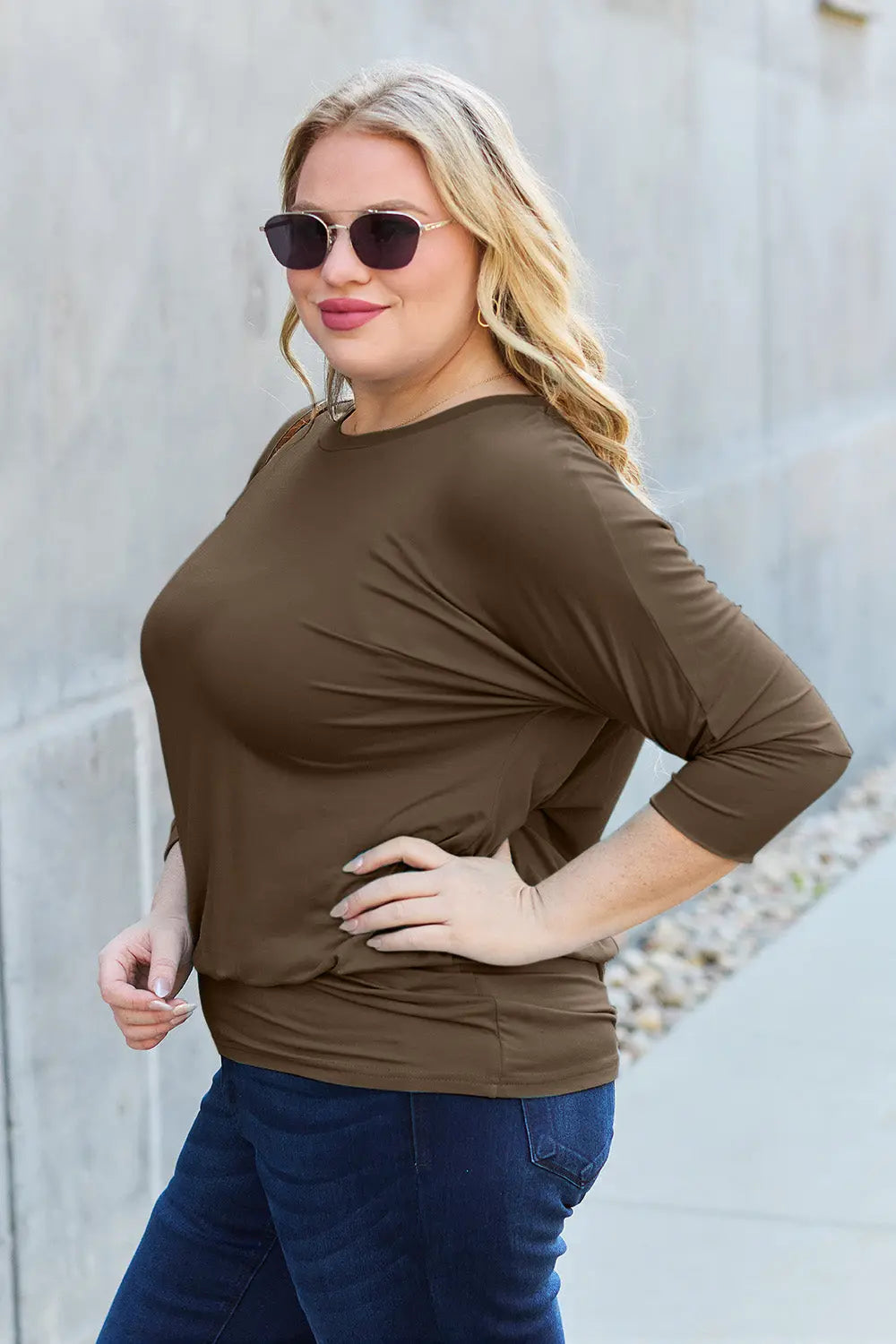 Basic Bae Batwing Sleeve Round Neck Top - Whispering Desires Shoppe