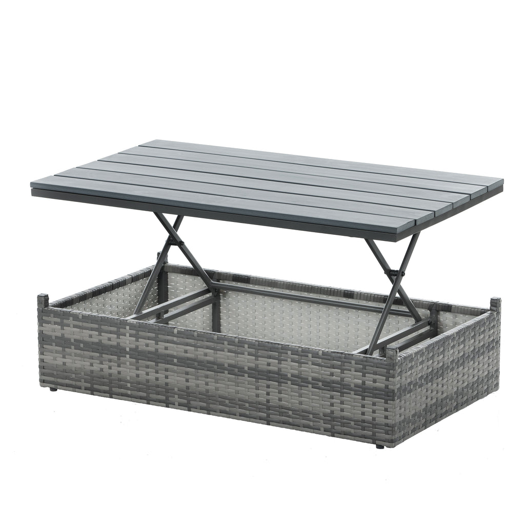 Patio Furniture, Outdoor Furniture, Seasonal PE Wicker Furniture,5 Set Wicker Furniture With Plywood Coffee Table eprolo