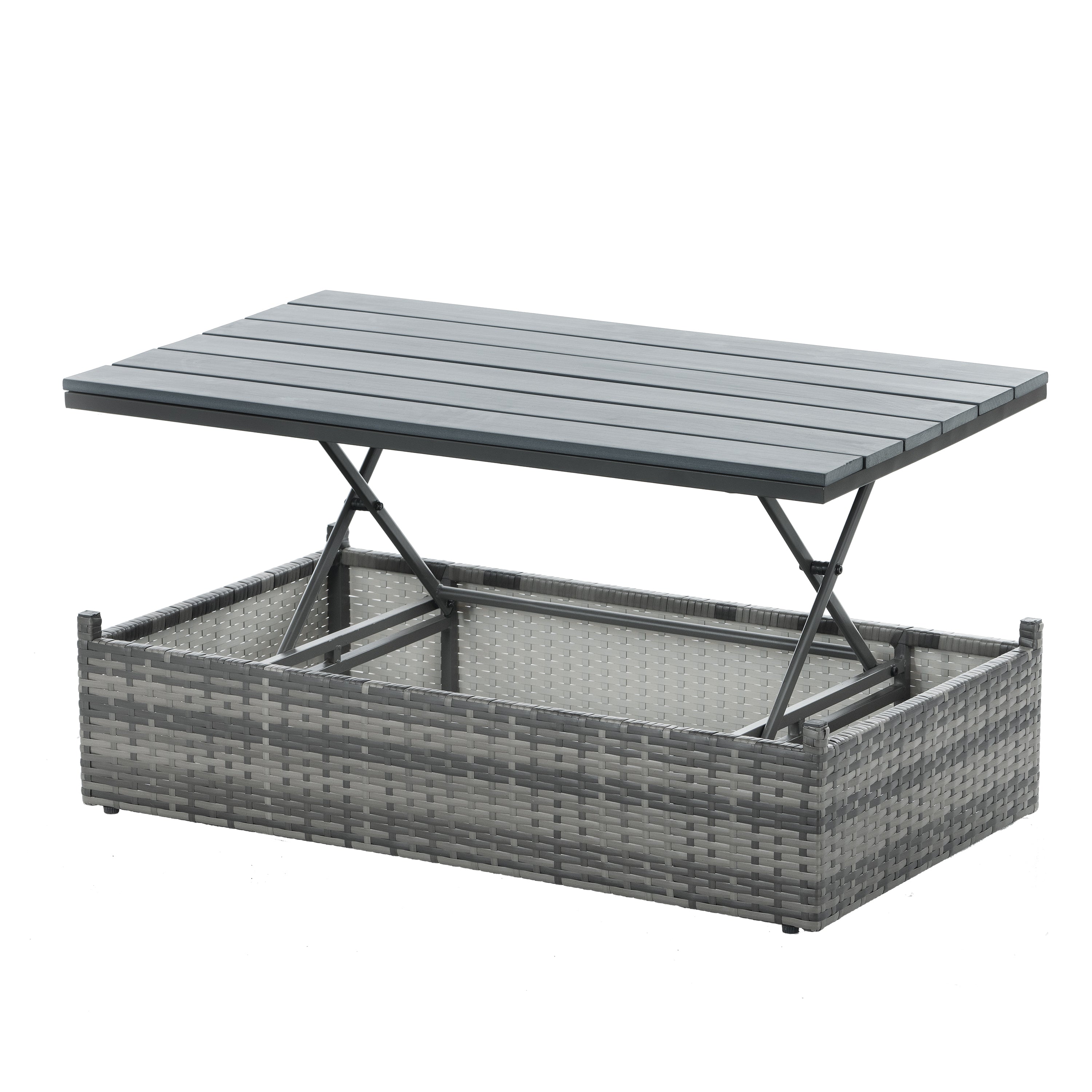 Patio Furniture, Outdoor Furniture, Seasonal PE Wicker Furniture,5 Set Wicker Furniture With Plywood Coffee Table eprolo