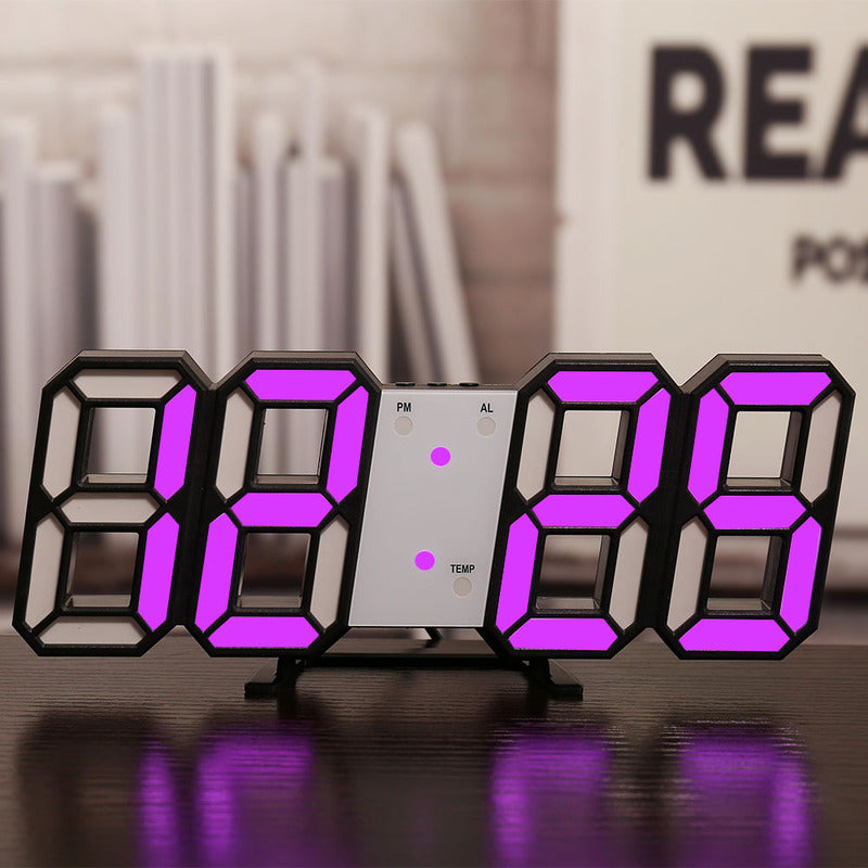 3D LED Digital Alarm Clock with Colorful Display, 12/24 Hour Format for Office, Living Room, Bedroom, Kitchen eprolo