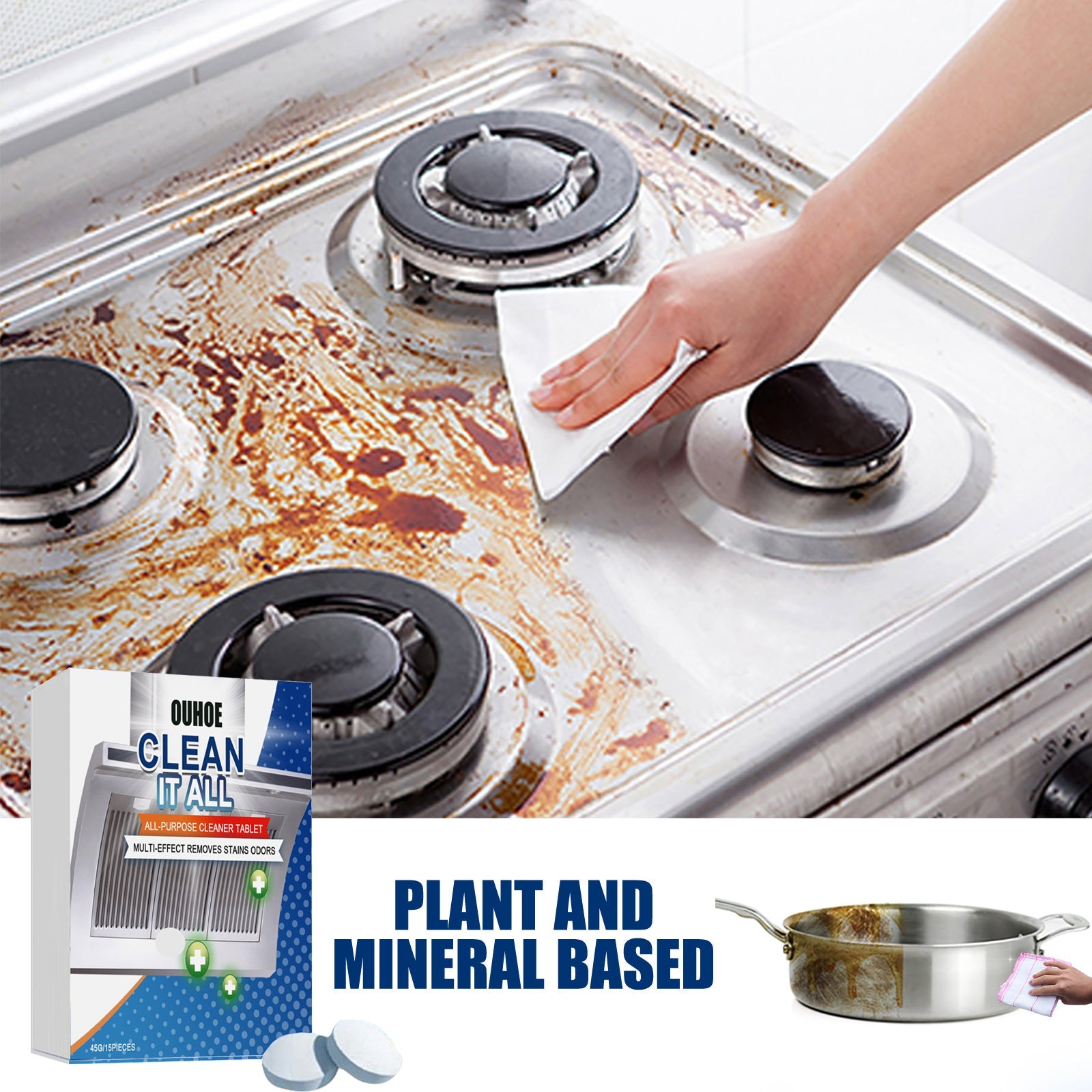 Ouhoe Kitchen Oil Cleaning Effervescent Tablet Household Kitchen Range Hood Oven Cleaning Effervescent Tablet eprolo