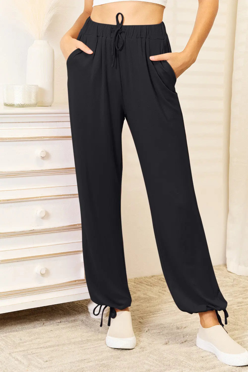 Basic Bae Rayon Drawstring Pants with Pockets - Whispering Desires Shoppe