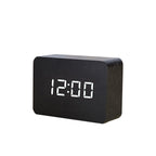 Wooden Electronic Digital Clock - Voice Controlled LED Desk Alarm with Date/Temperature Display, Battery/USB Powered eprolo