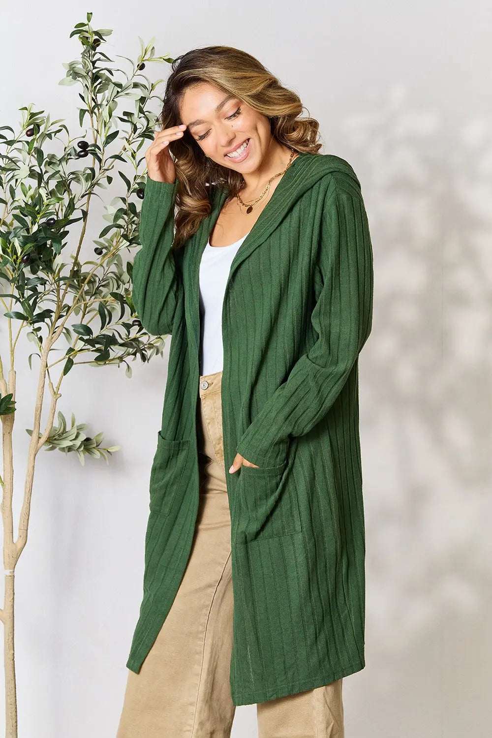 Basic Bae Pocketed Longline Hooded Cardigan - Whispering Desires Shoppe