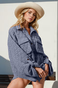Double Take Button Up Quilted Shacket with Chest Pockets - Whispering Desires Shoppe