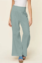 Double Take Smocked-Waist Wide-Leg Cotton Pants - Whispering Desires Shoppe