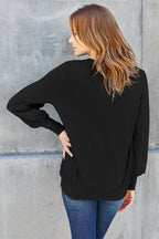 Basic Bae V-Neck Lantern Sleeve Top — Full Sizes - Whispering Desires Shoppe
