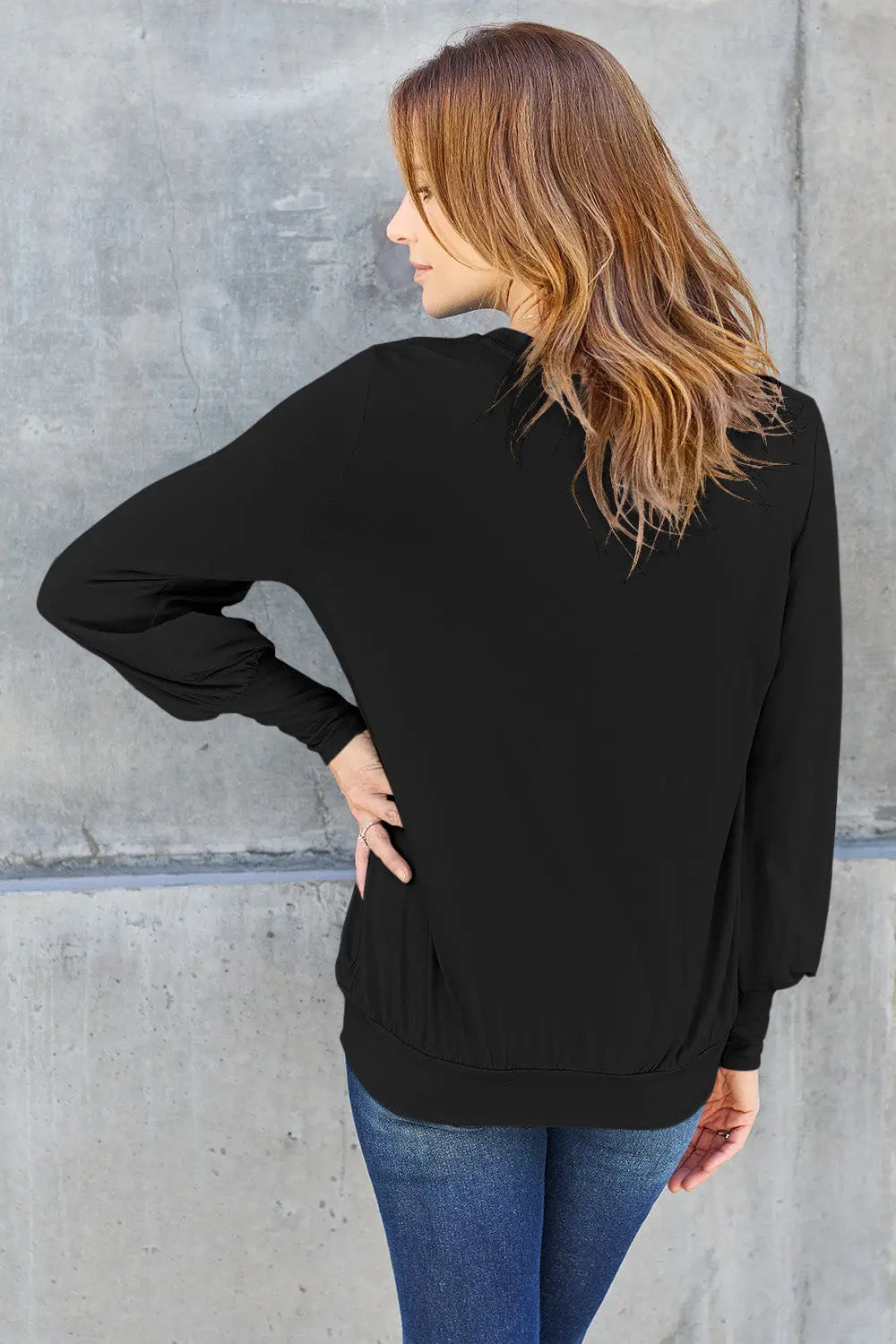 Basic Bae V-Neck Lantern Sleeve Top — Full Sizes - Whispering Desires Shoppe