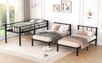 Twin over Twin & Twin Bunk Beds for 3, Twin XL over Twin & Twin Bunk Bed Metal Triple Bunk Bed, Black eprolo
