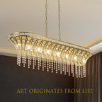 Modern Champagne Gold Kitchen Island Light - Oval Crystal ceiling chandelier eprolo