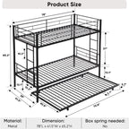 Twin bunk bed frame with trailer, metal bunk bed with sturdy guardrail and side ladder, can be divided into two beds, black eprolo