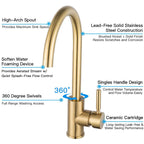Stainless steel golden kitchen faucet, brushed gold face basin, washbasin, basin, mixed kitchen hot and cold Faucet eprolo