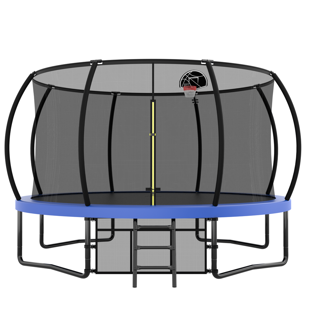 12FT Recreational Kids Trampoline with Safety Enclosure Net & Ladder, Outdoor Recreational Trampolines eprolo