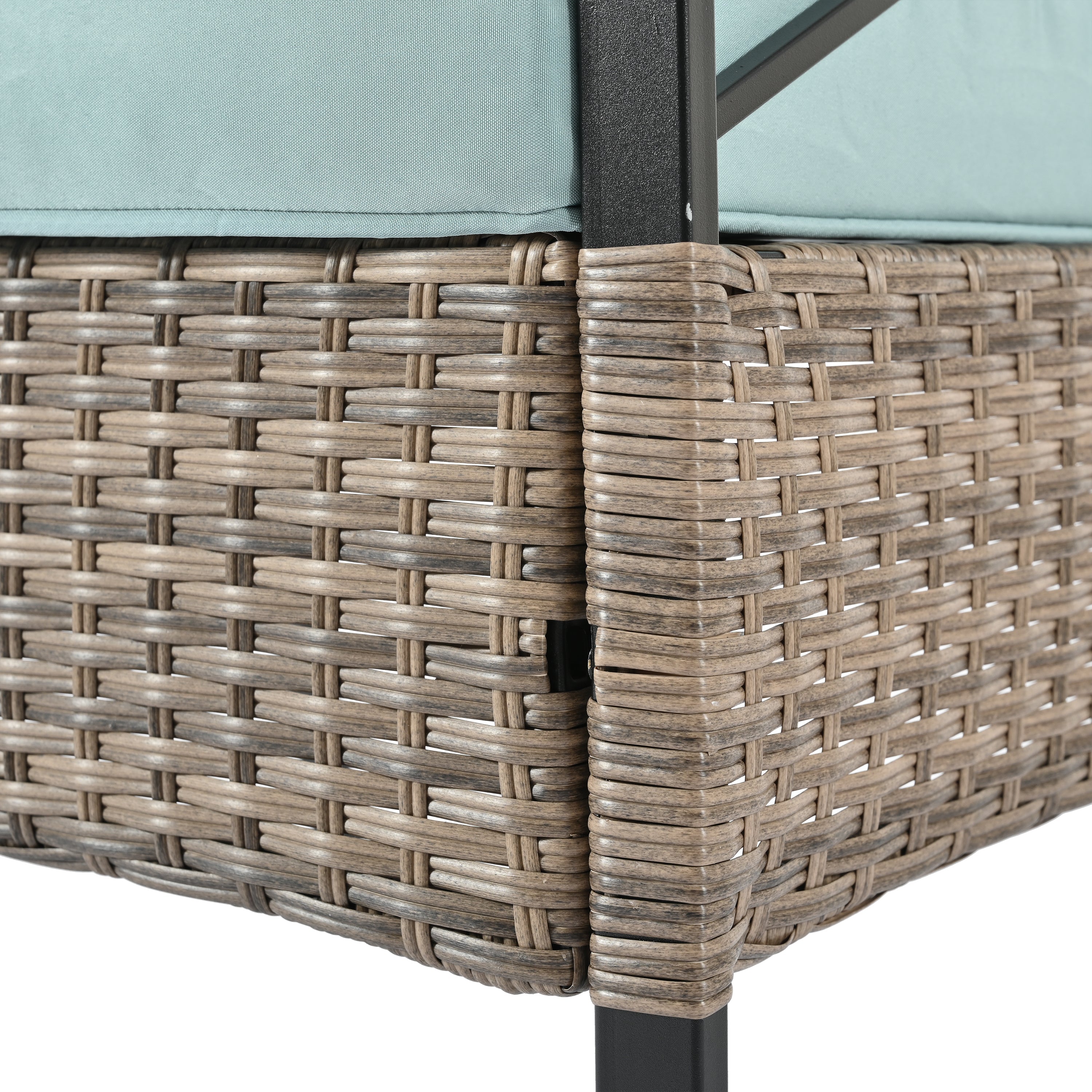 Patio Furniture, Outdoor Furniture, Seasonal PE Wicker Furniture, Four Set Wicker Furniture With Black Metal Table eprolo