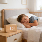 Wooden Electronic Digital Clock - Voice Controlled LED Desk Alarm with Date/Temperature Display, Battery/USB Powered eprolo