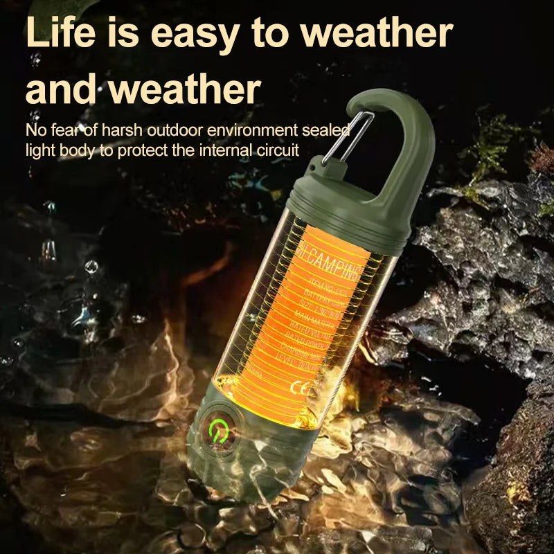 Multi functional outdoor camping light, portable strong light flashlight, rechargeable mini retro camping atmosphere light eprolo