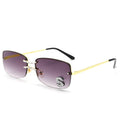 New Hong Kong Style Square Fashion Double Nose Bridge Frameless Metal Sunglasses Hip-Hop Style Ocean Piece Letter S Diamond Sunglasses eprolo