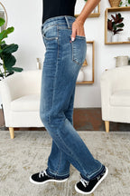 Judy Blue Mid Rise Release-Hem Jeans - Whispering Desires Shoppe