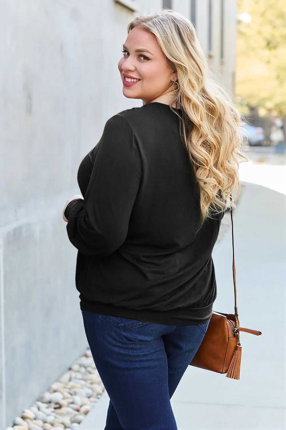 Basic Bae V-Neck Lantern Sleeve Top — Full Sizes - Whispering Desires Shoppe