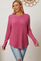 Basic Bae Ribbed Thumbhole Long-Sleeve Tee - Whispering Desires Shoppe
