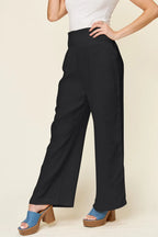 Double Take Smocked-Waist Wide-Leg Cotton Pants - Whispering Desires Shoppe