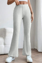 Basic Bae Ribbed High-Waist Flare Pants - Whispering Desires Shoppe