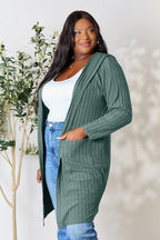 Basic Bae Pocketed Longline Hooded Cardigan - Whispering Desires Shoppe