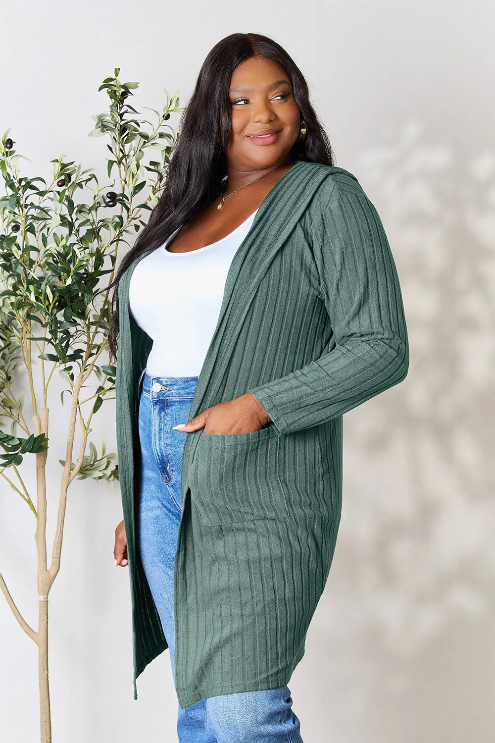 Basic Bae Pocketed Longline Hooded Cardigan - Whispering Desires Shoppe