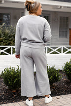 Double Take Full Size Textured Long Sleeve Top and Drawstring Pants Set - Whispering Desires Shoppe