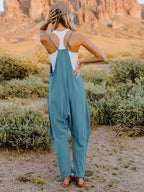 Double Take V-Neck Sleeveless Jumpsuit w/ Pockets - Whispering Desires Shoppe