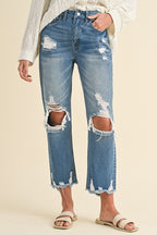 Annie Wear Distressed Raw Hem Cropped Jeans - Whispering Desires Shoppe