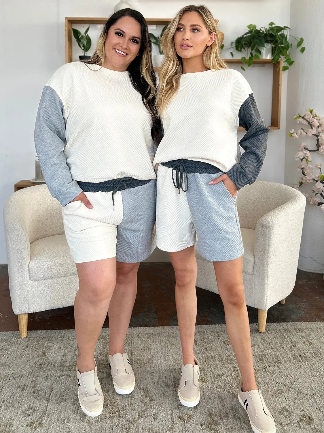 Double Take Drop Shoulder Top & Pocketed Shorts Set - Whispering Desires Shoppe