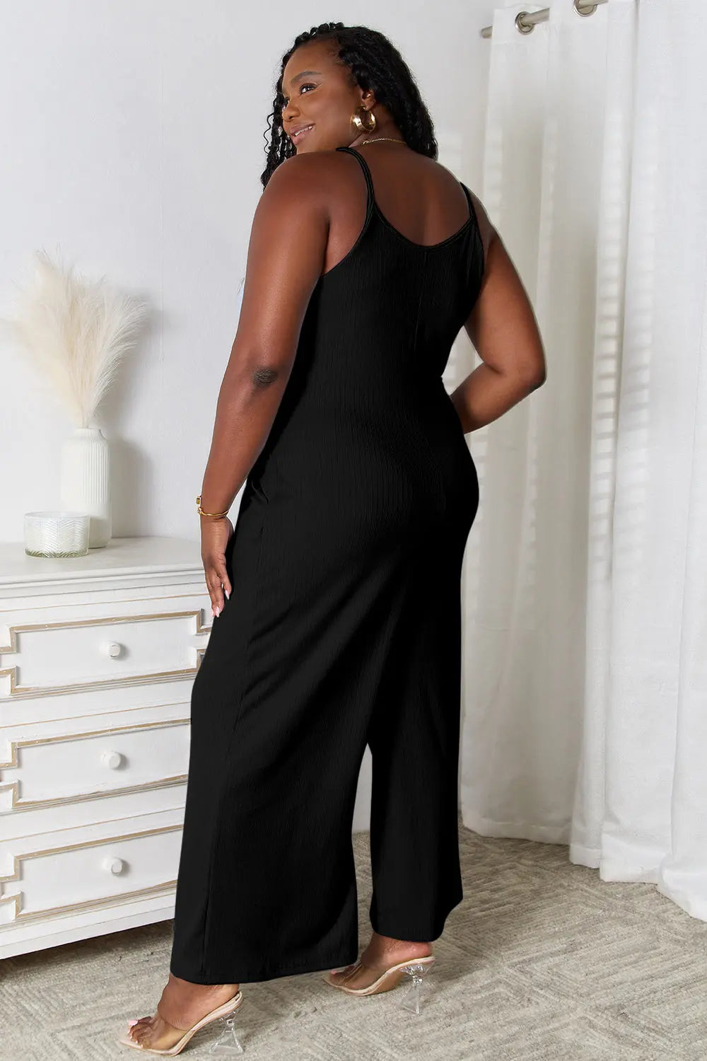 Basic Bae V-Neck Spaghetti Strap Jumpsuit - Whispering Desires Shoppe