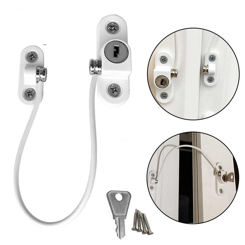 Window Security Chain Lock Window Cable Lock Restrictor Multifunctional Window Lock Door Security Guard for Baby Safety 1Pcs - Whispering Desires Shoppe