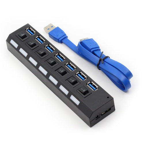 7PORT USB3.0 EXTERNAL HUB HIGH SPEED WITH POWER ADAPTER - Whispering Desires Shoppe