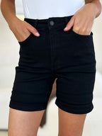 Judy Blue High Waist Tummy Control Cuffed Denim Shorts - Whispering Desires Shoppe