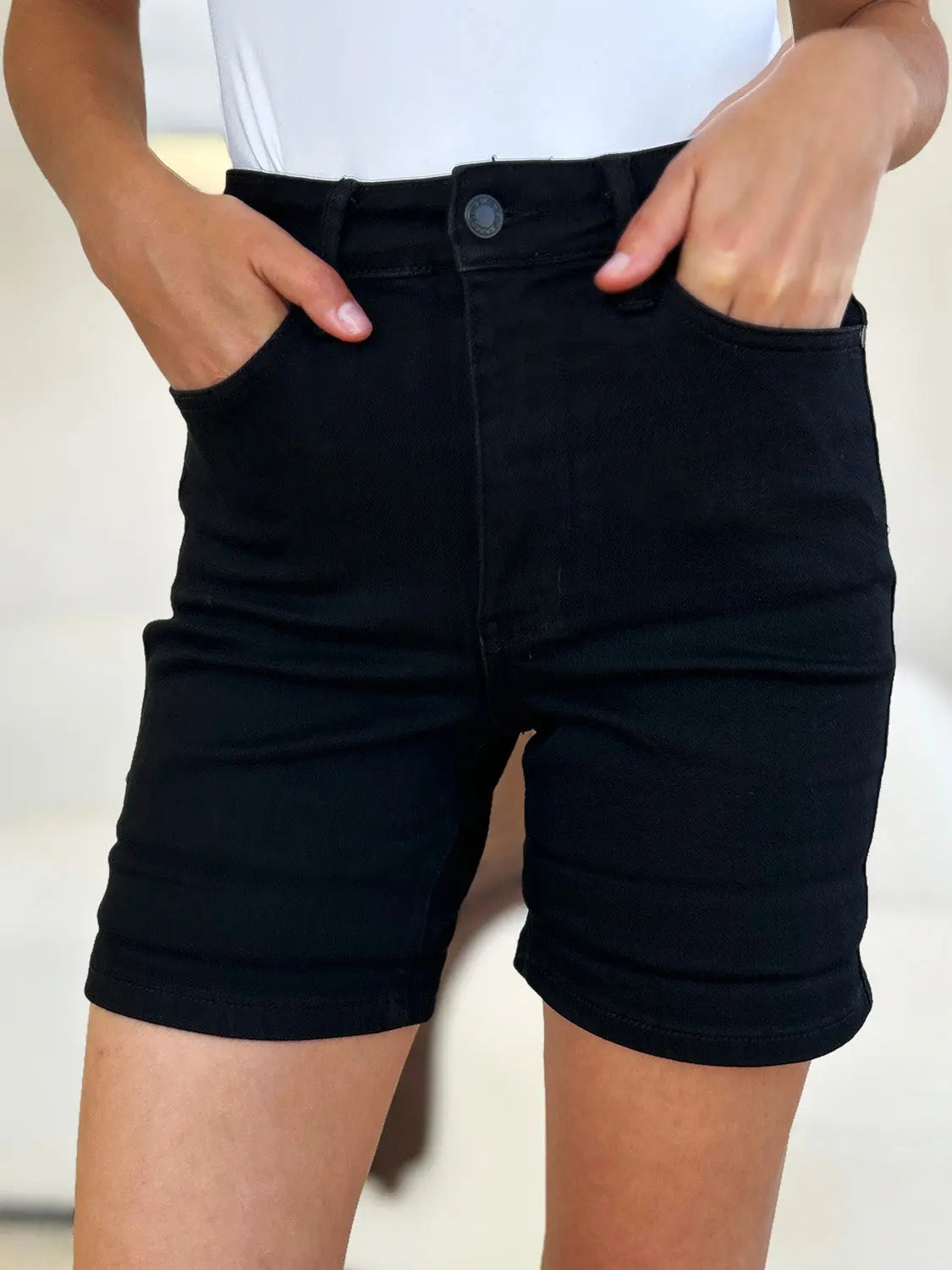 Judy Blue High Waist Tummy Control Cuffed Denim Shorts - Whispering Desires Shoppe