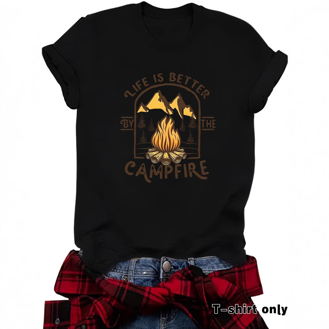 Camping pattern printed short sleeved shirt eprolo