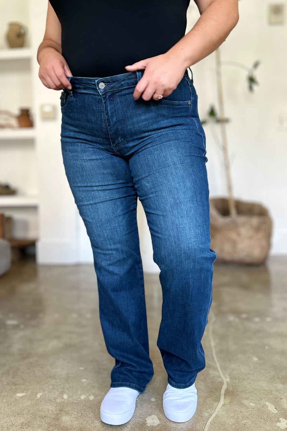 Judy Blue Full-Size Tummy Control Straight Jeans - Whispering Desires Shoppe