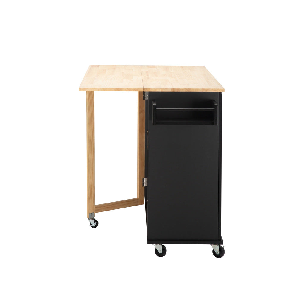 Kitchen Island & Kitchen Cart Mobile Kitehcn Island with Extensible Rubber Wood Table Top eprolo