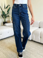 Judy Blue High Waist Straight Cargo Jeans - Whispering Desires Shoppe